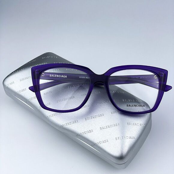 SALE! NEW Balenciaga BB0062O 003 Violet Logo Square Women Eyeglasses main image 5